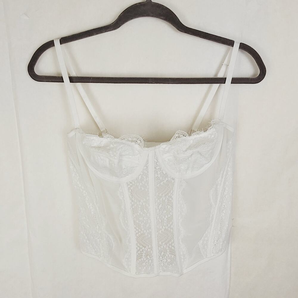 New Dealmore white lace corset bustier top Size Large Bridal Angelcore Sexy